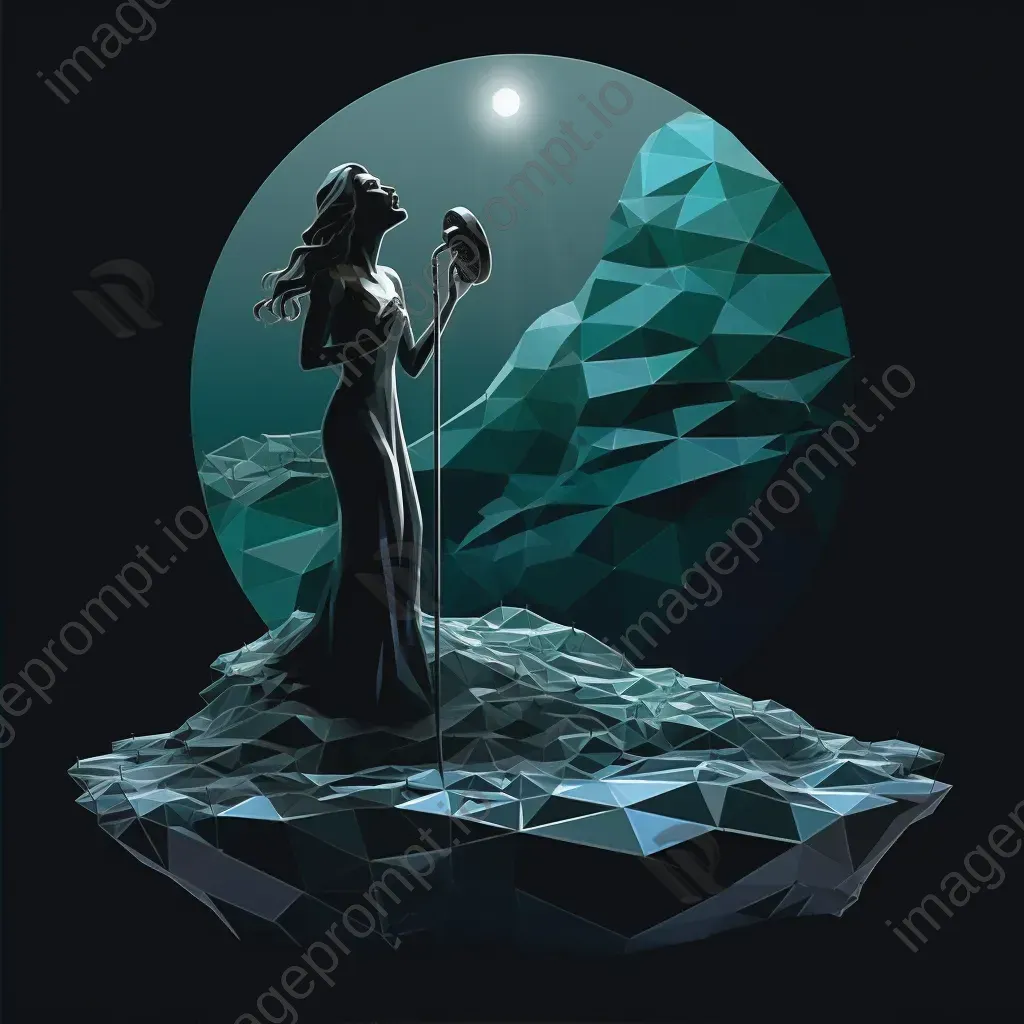 Low poly Siren singing on a solitary rock under the shimmer of moonlight - Image 2