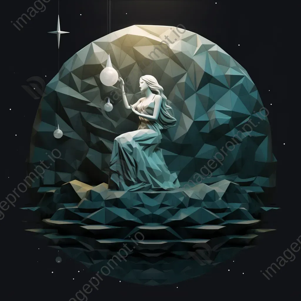 Low poly Siren singing on a solitary rock under the shimmer of moonlight - Image 4