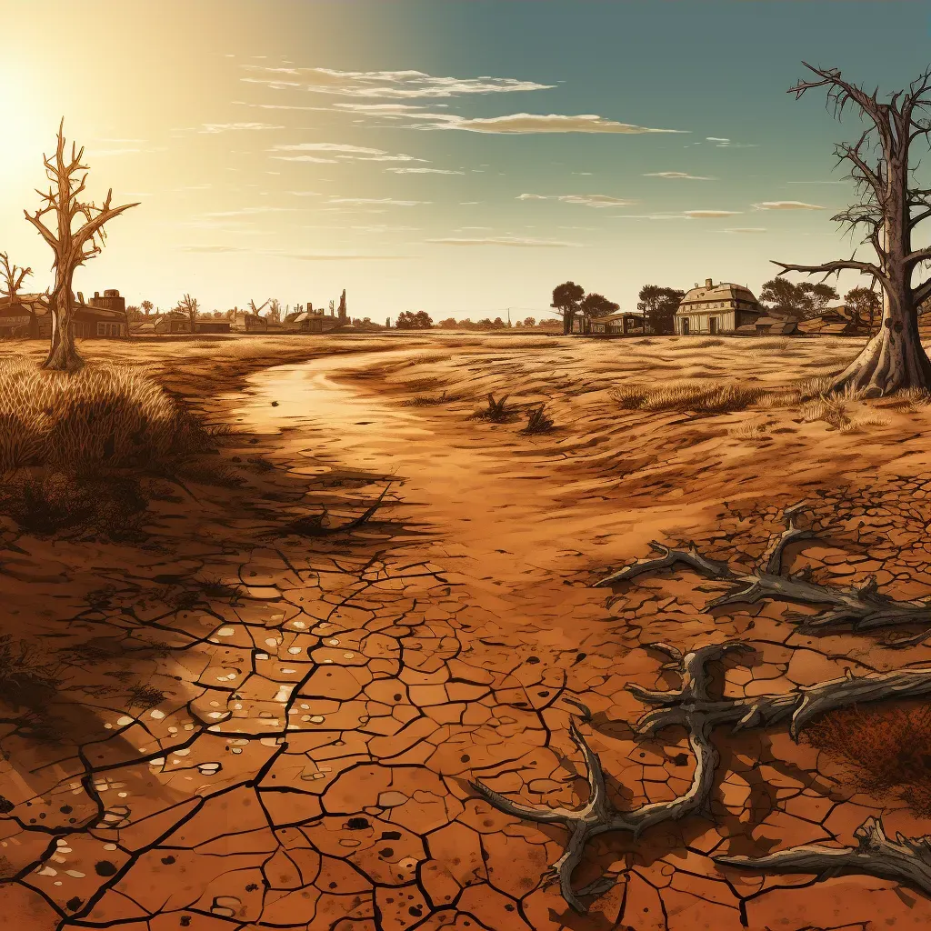 Illustration of drought-stricken landscape - Image 3