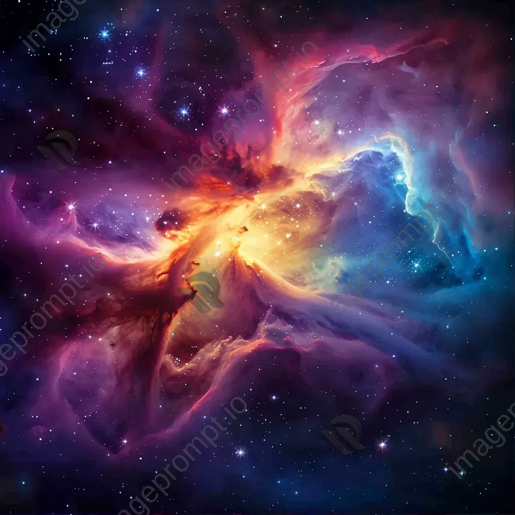 Colorful nebula in deep space with swirling gases and bright stars - Image 1