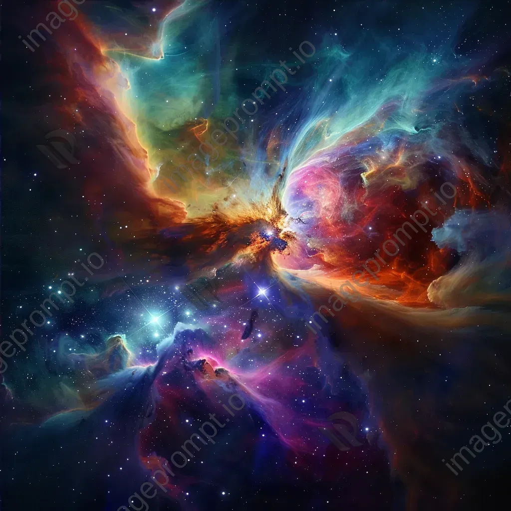 Colorful nebula in deep space with swirling gases and bright stars - Image 4