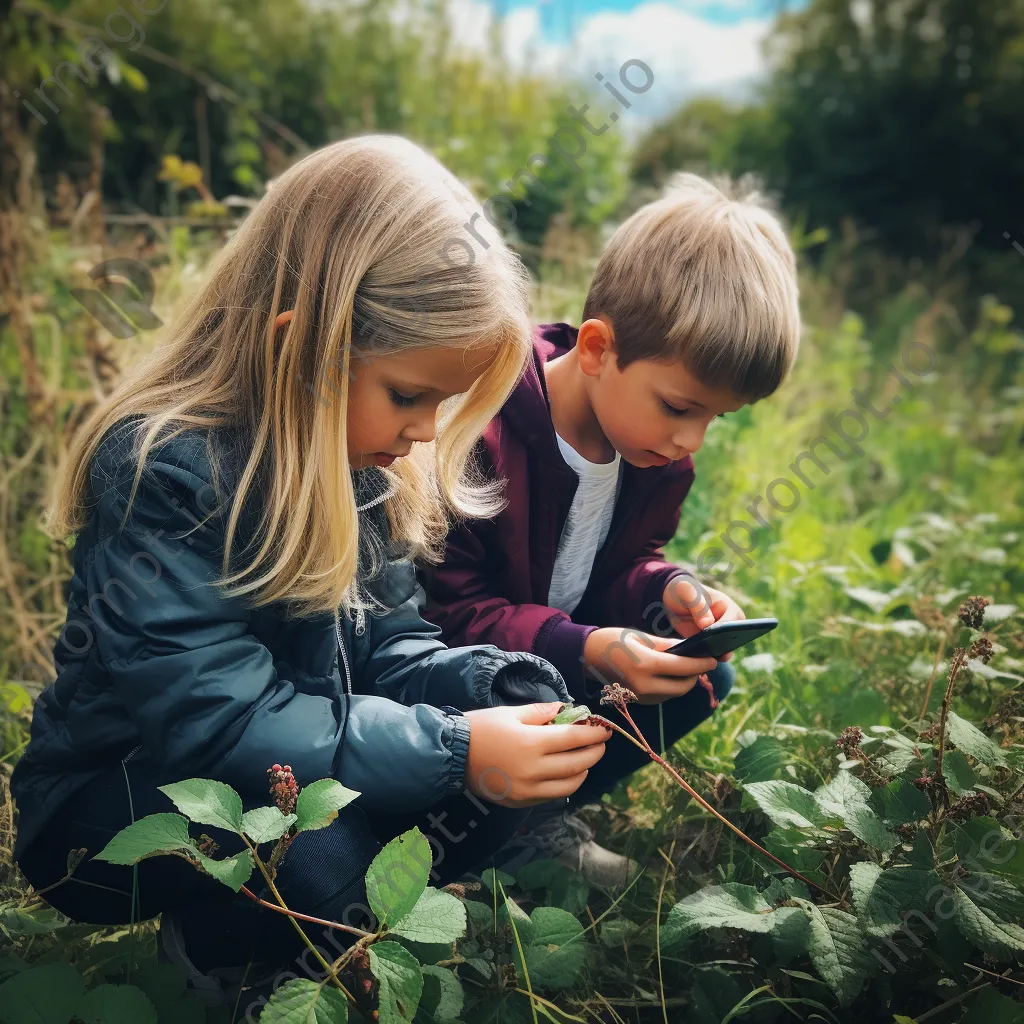 Children foraging in the hedgerow during family activity - Image 2