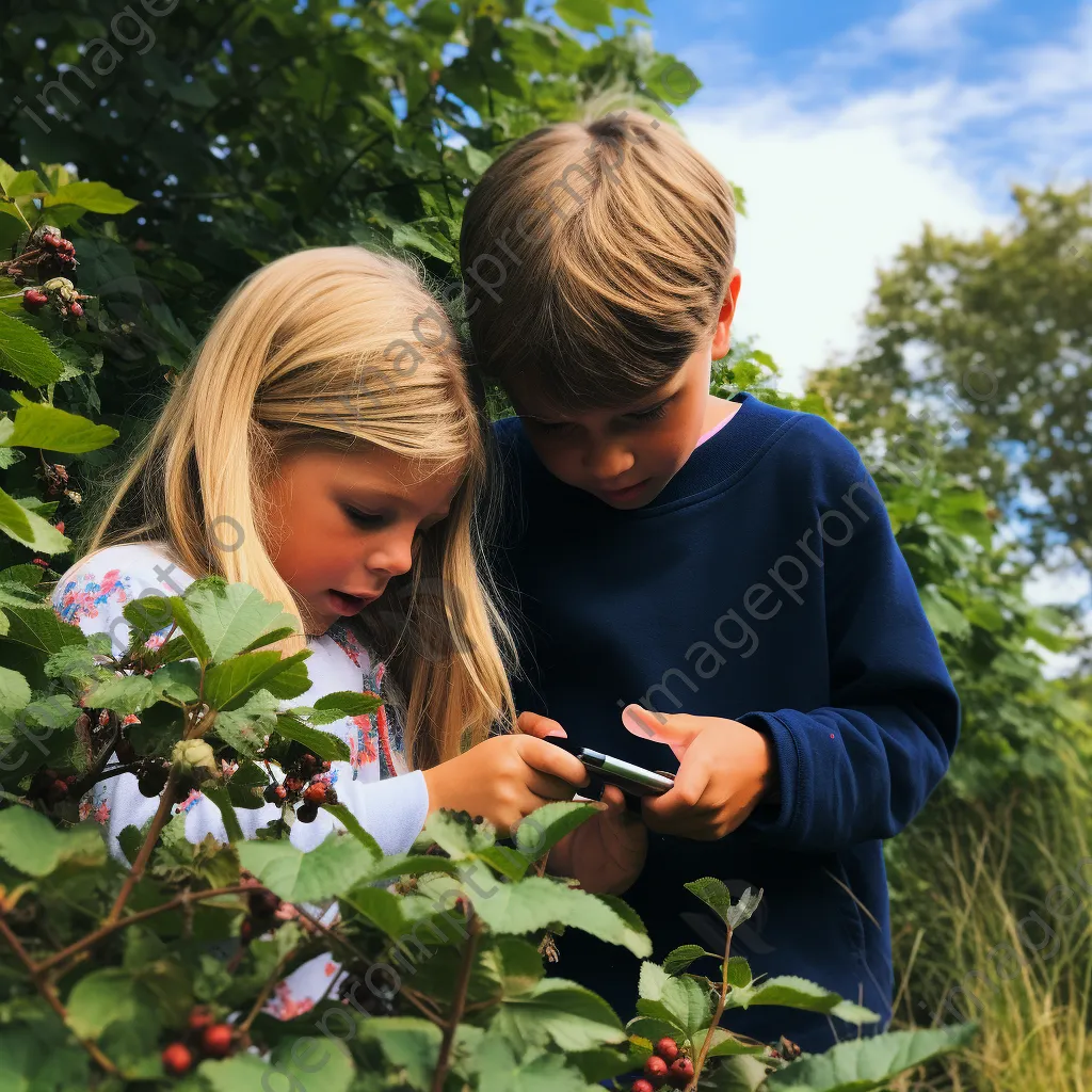 Children foraging in the hedgerow during family activity - Image 3