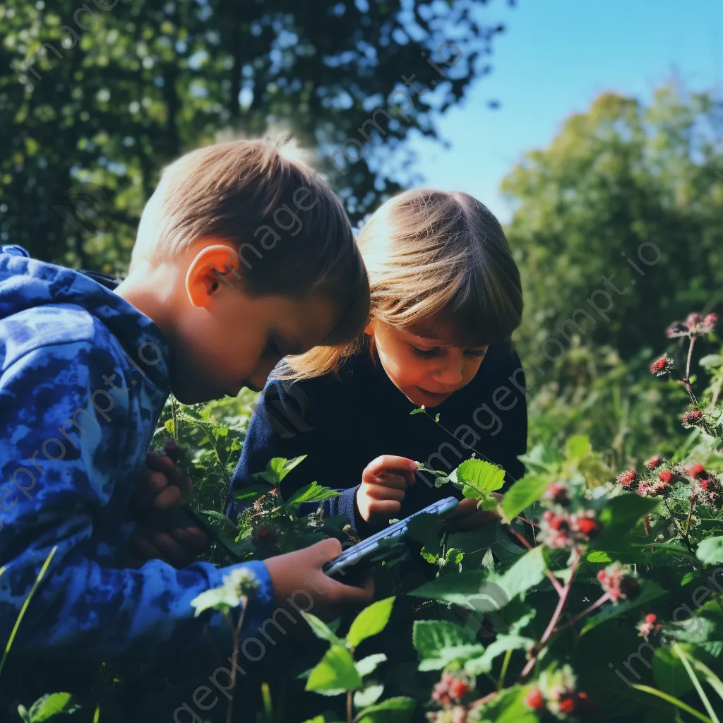 Children foraging in the hedgerow during family activity - Image 4