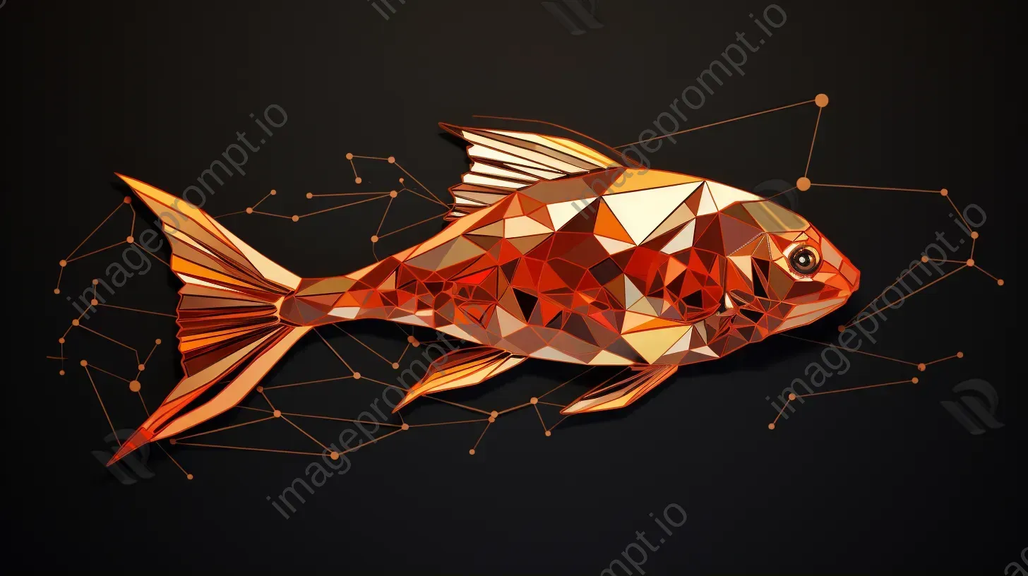 Geometric representation of koi fish in shades of orange and gold - Image 1