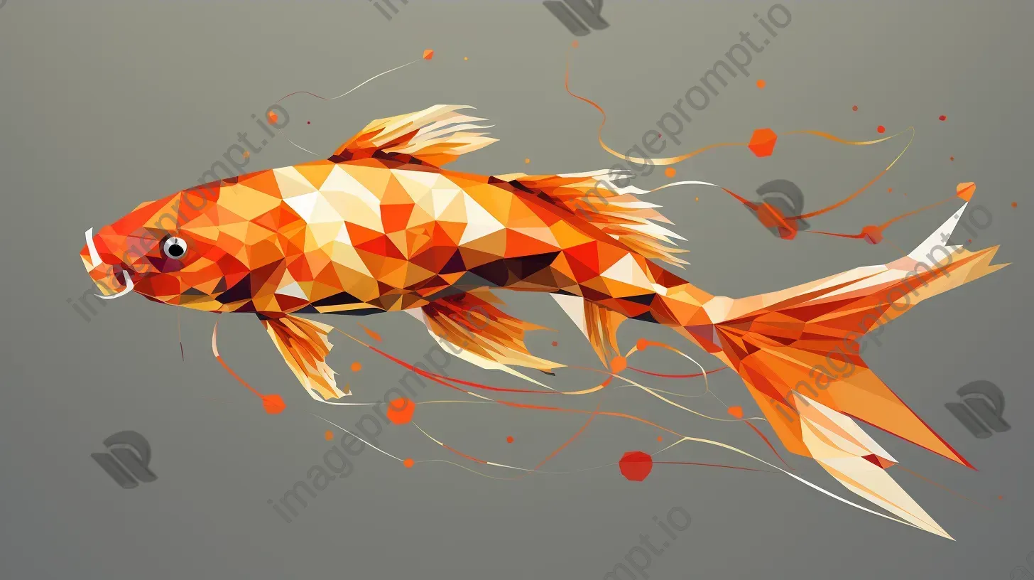 Geometric representation of koi fish in shades of orange and gold - Image 3