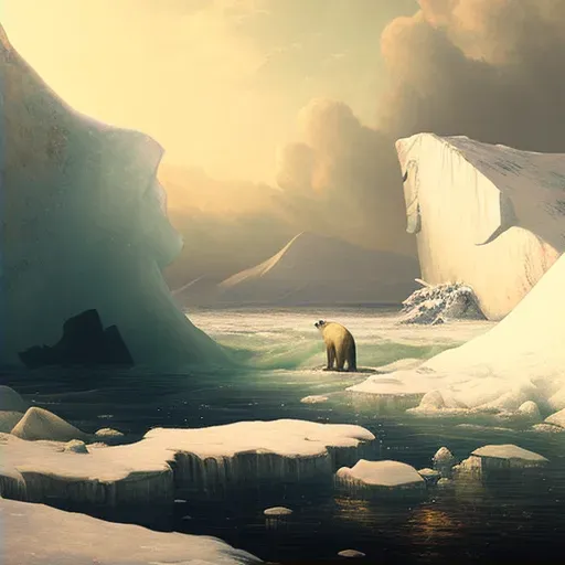 Image of an icy Arctic landscape with a polar bear in the distance - Image 2