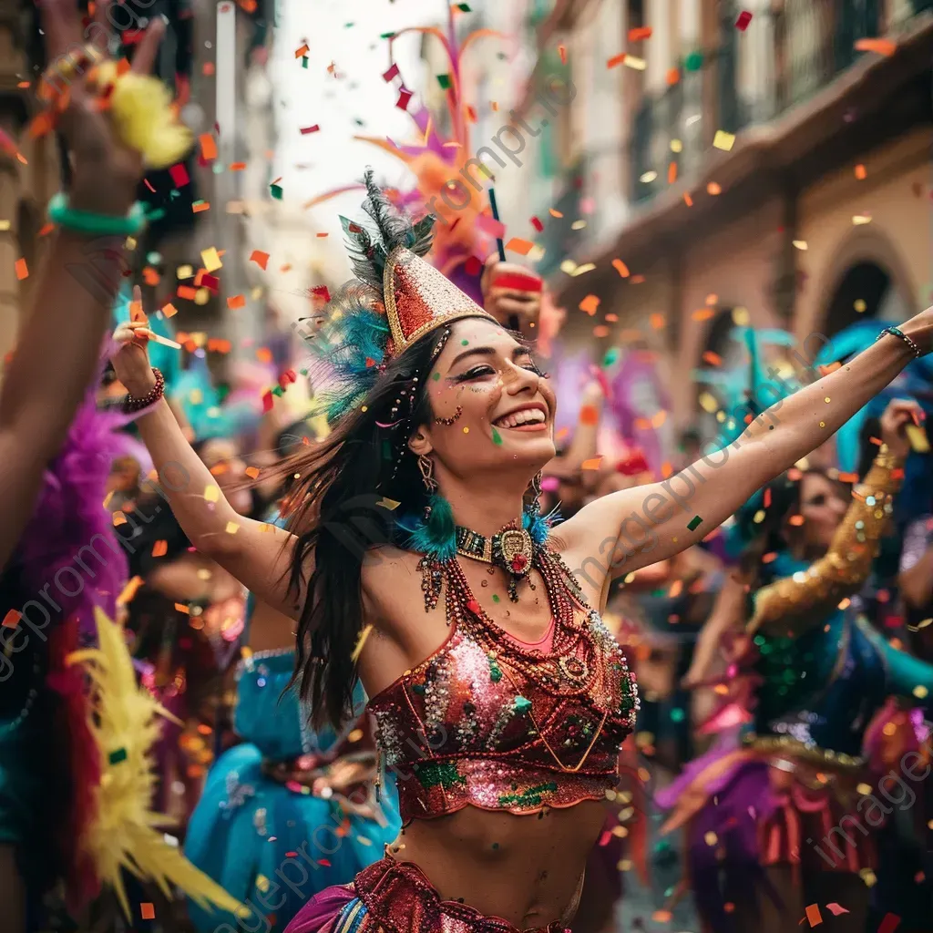 Colorful carnival parade with dancers and confetti - Image 1