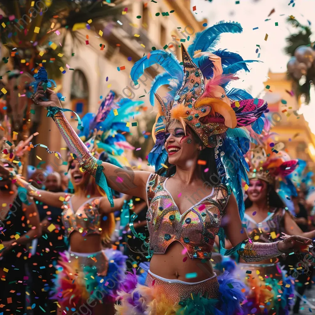 Colorful carnival parade with dancers and confetti - Image 3