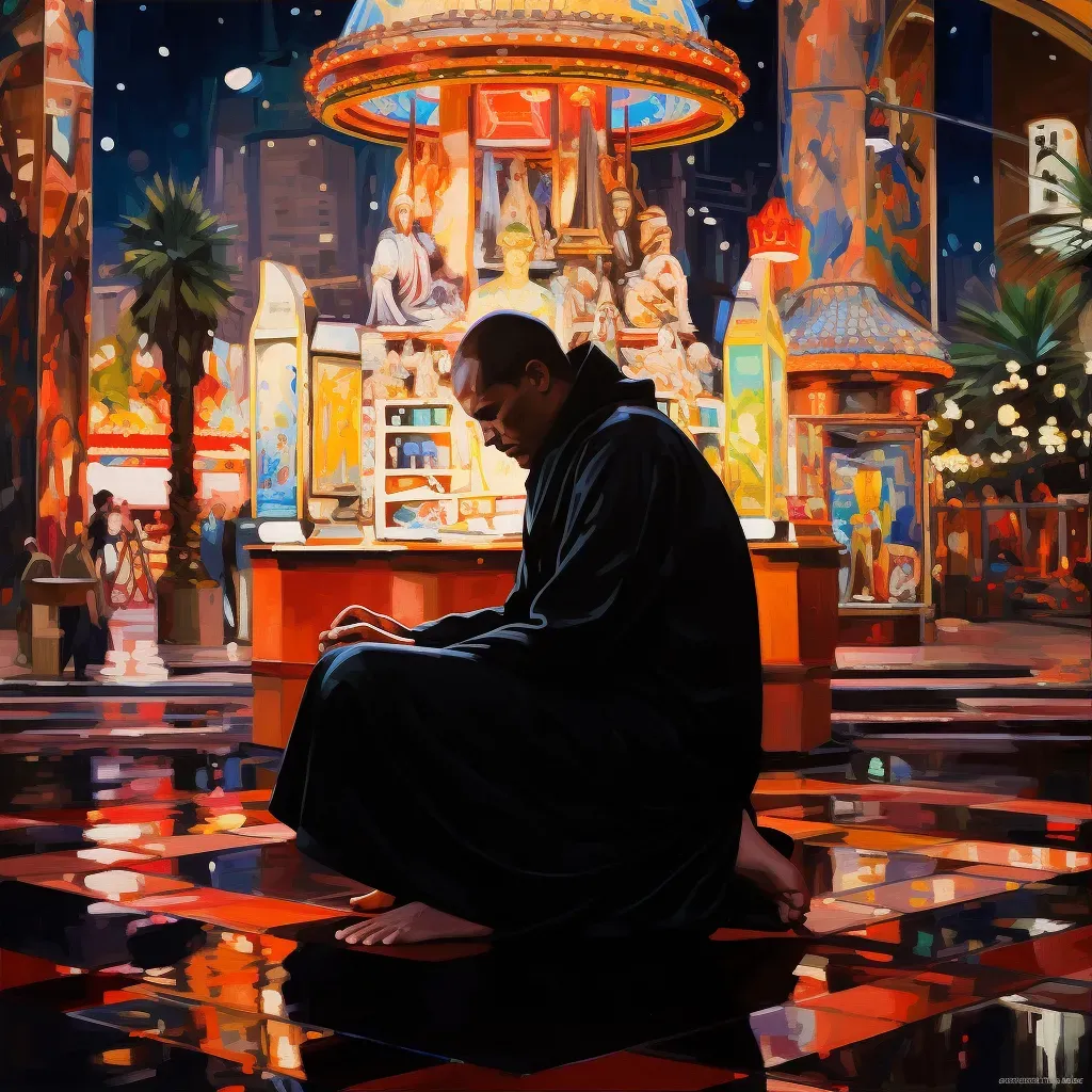 Image of monk praying in Las Vegas casino - Image 3