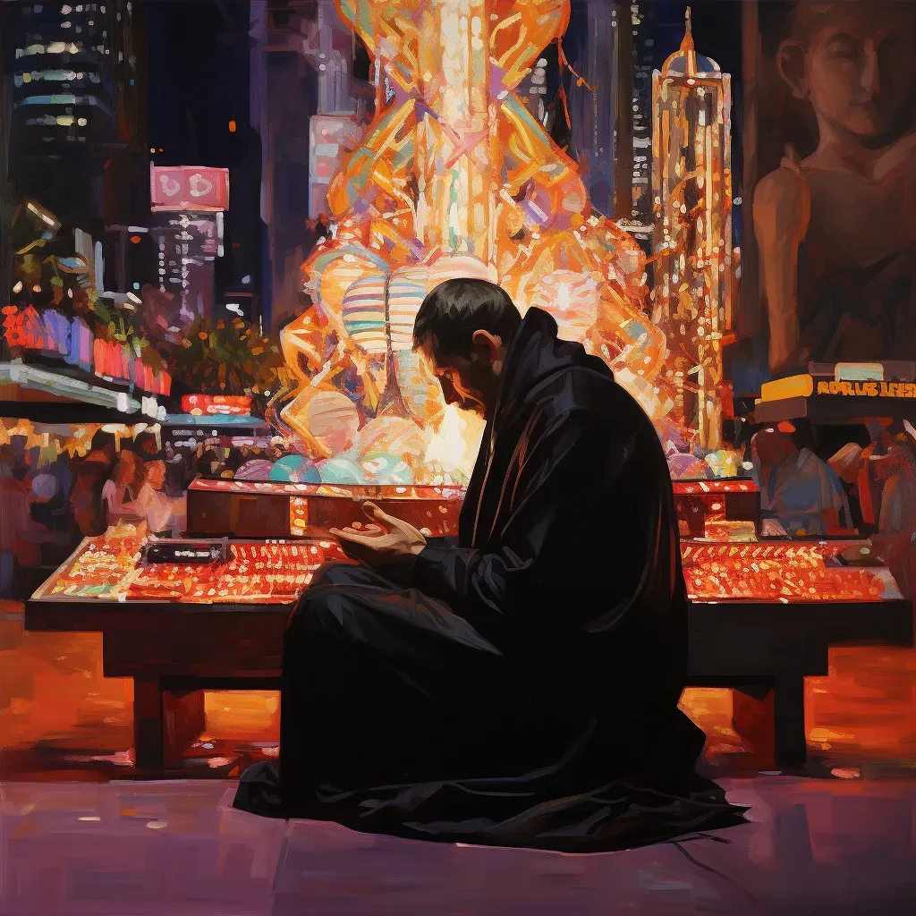 Image of monk praying in Las Vegas casino - Image 4