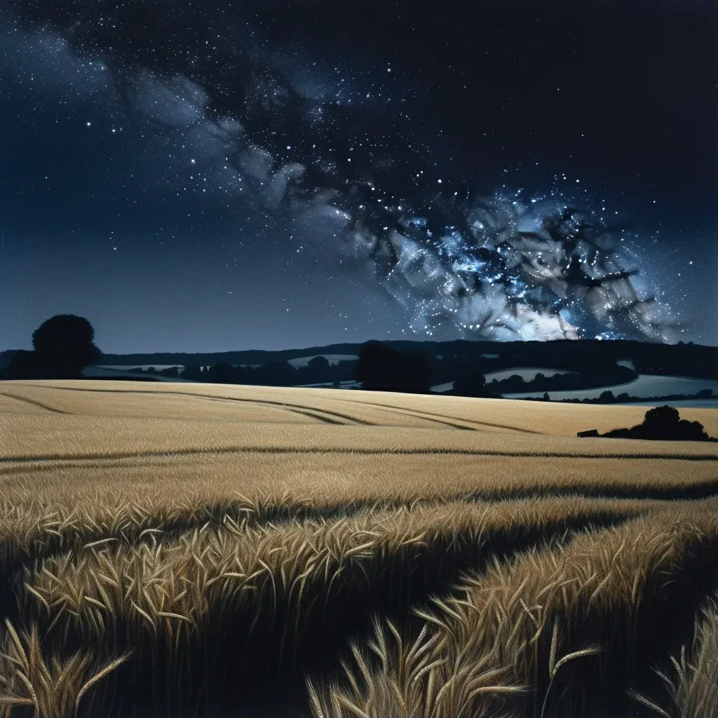 Wheat field under star-filled night sky with Milky Way - Image 1