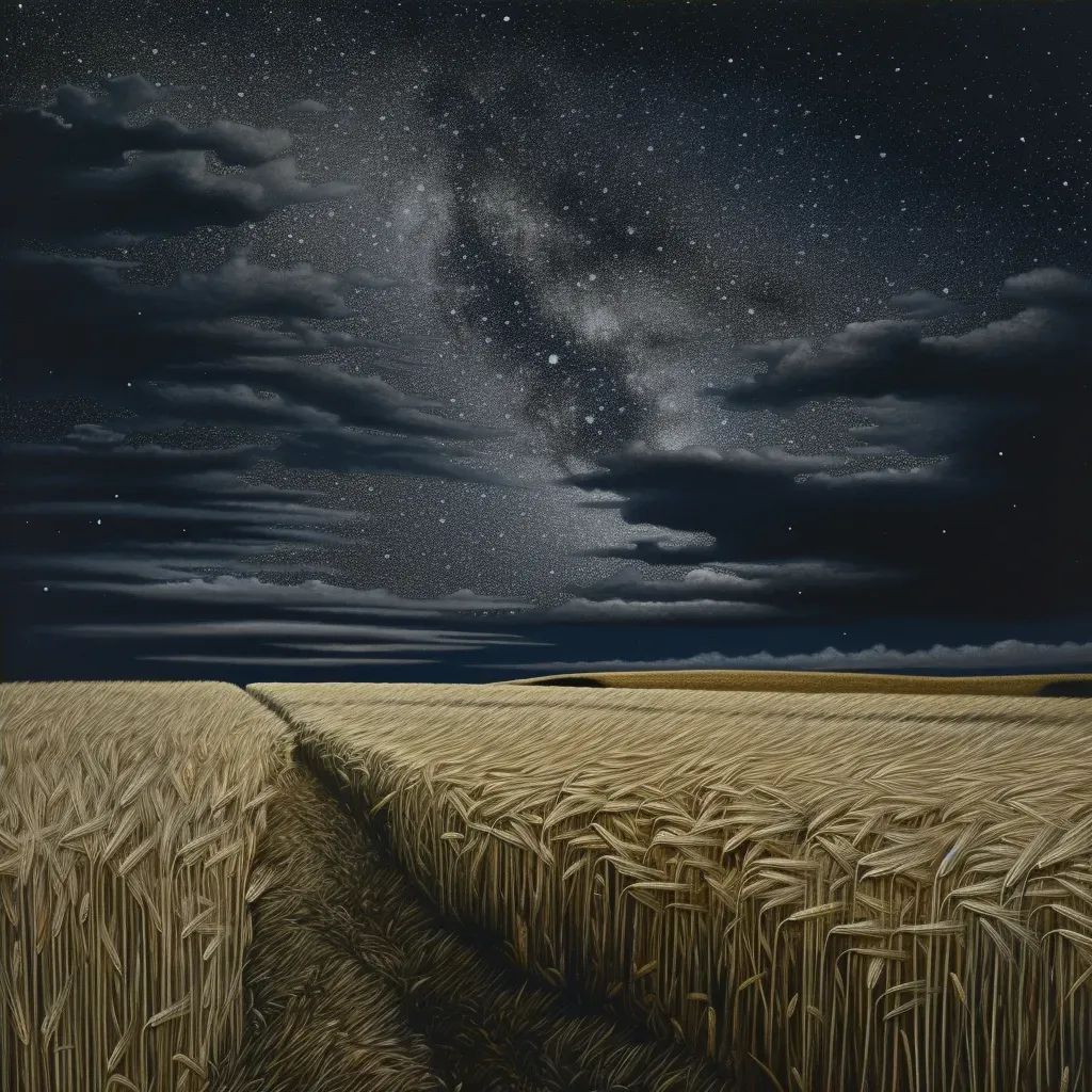 Wheat field under star-filled night sky with Milky Way - Image 4