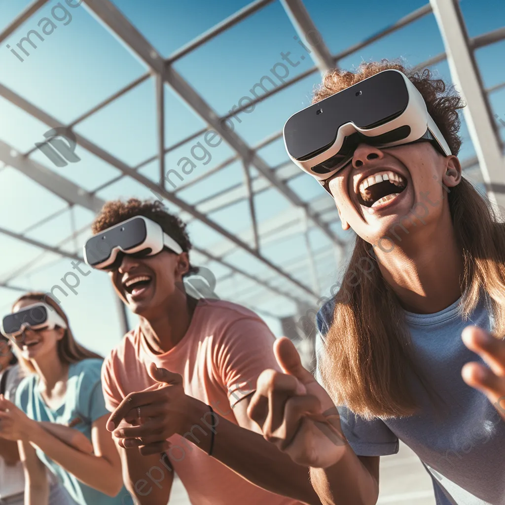 Teens engaged in VR sports activities outdoors. - Image 1