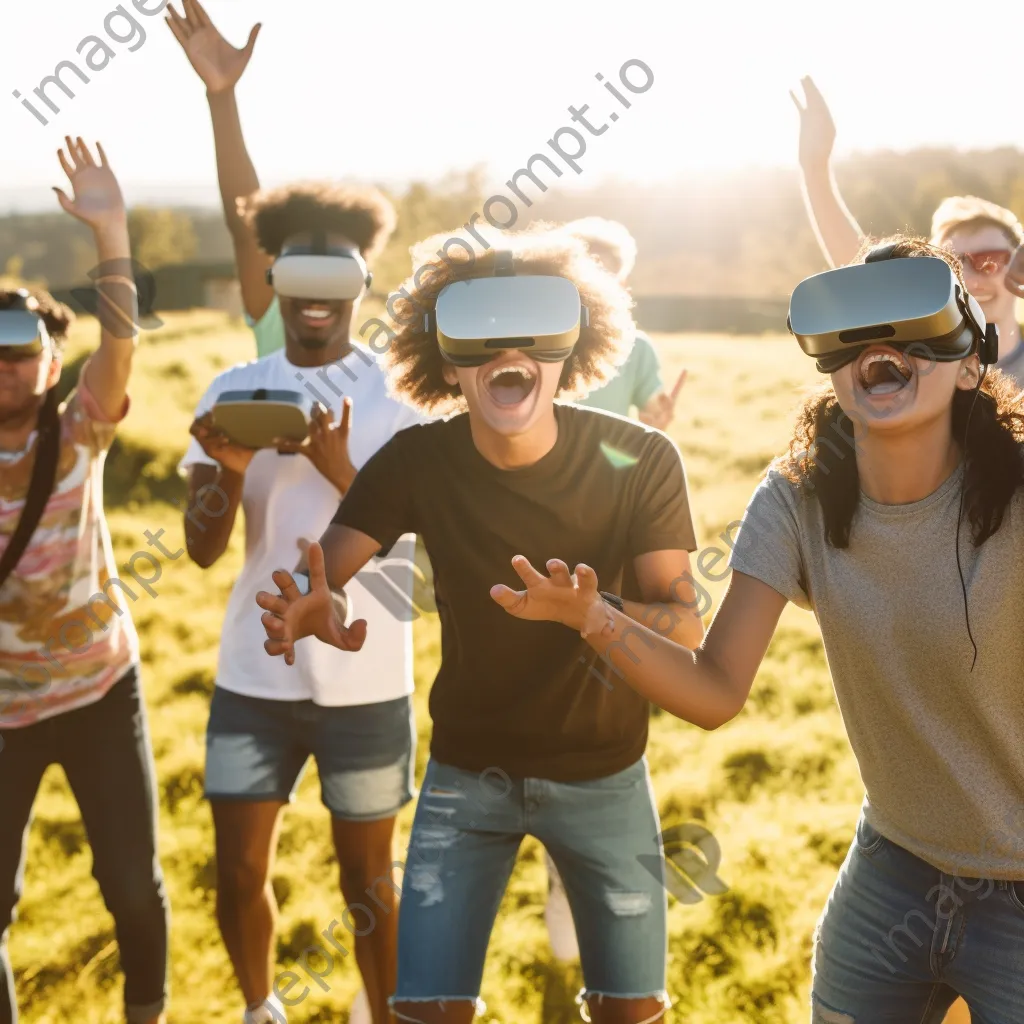 Teens engaged in VR sports activities outdoors. - Image 2