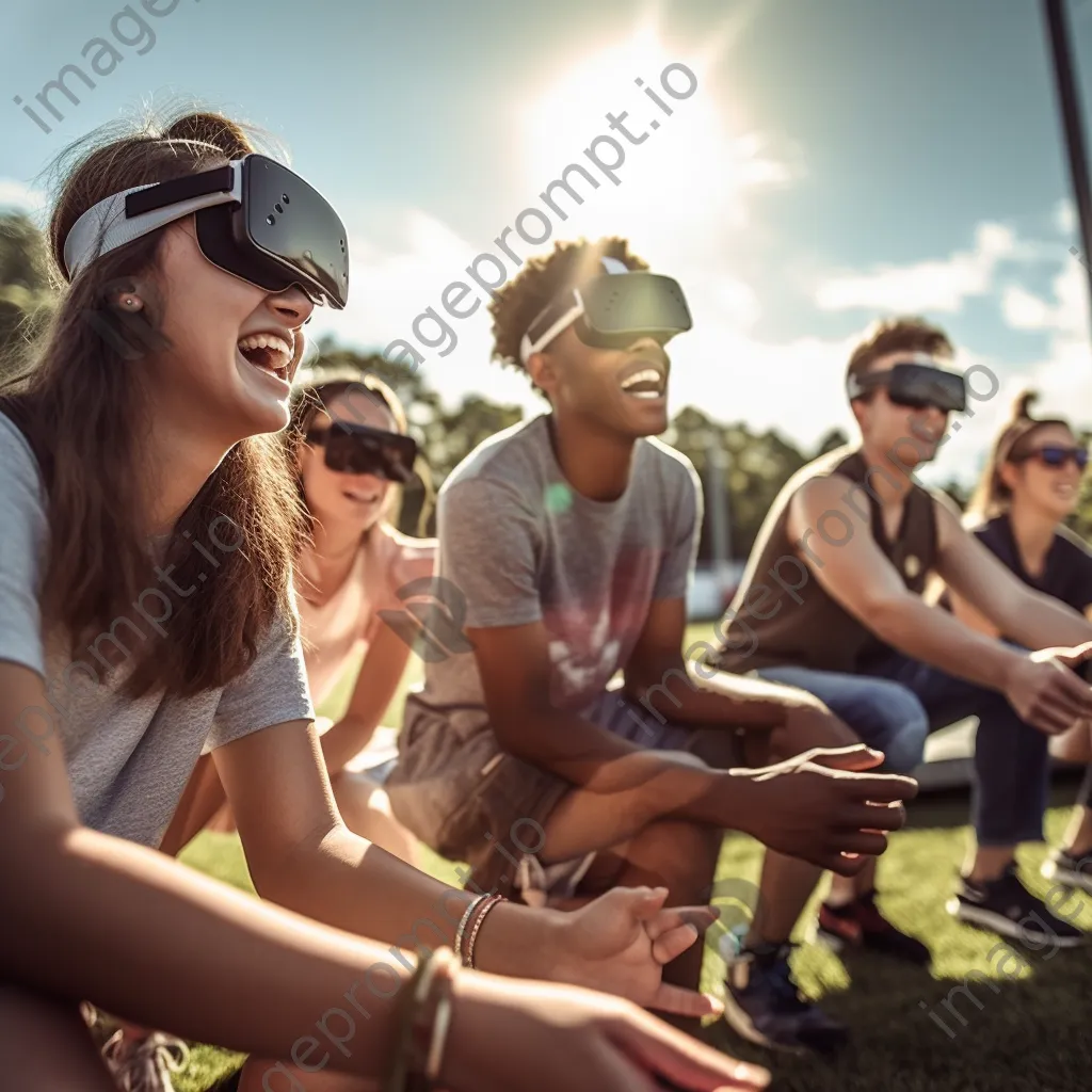 Teens engaged in VR sports activities outdoors. - Image 3