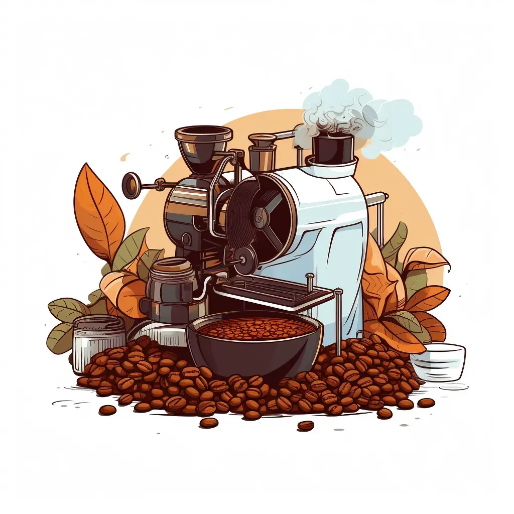 Coffee roastery logo with coffee beans and equipment - Image 3