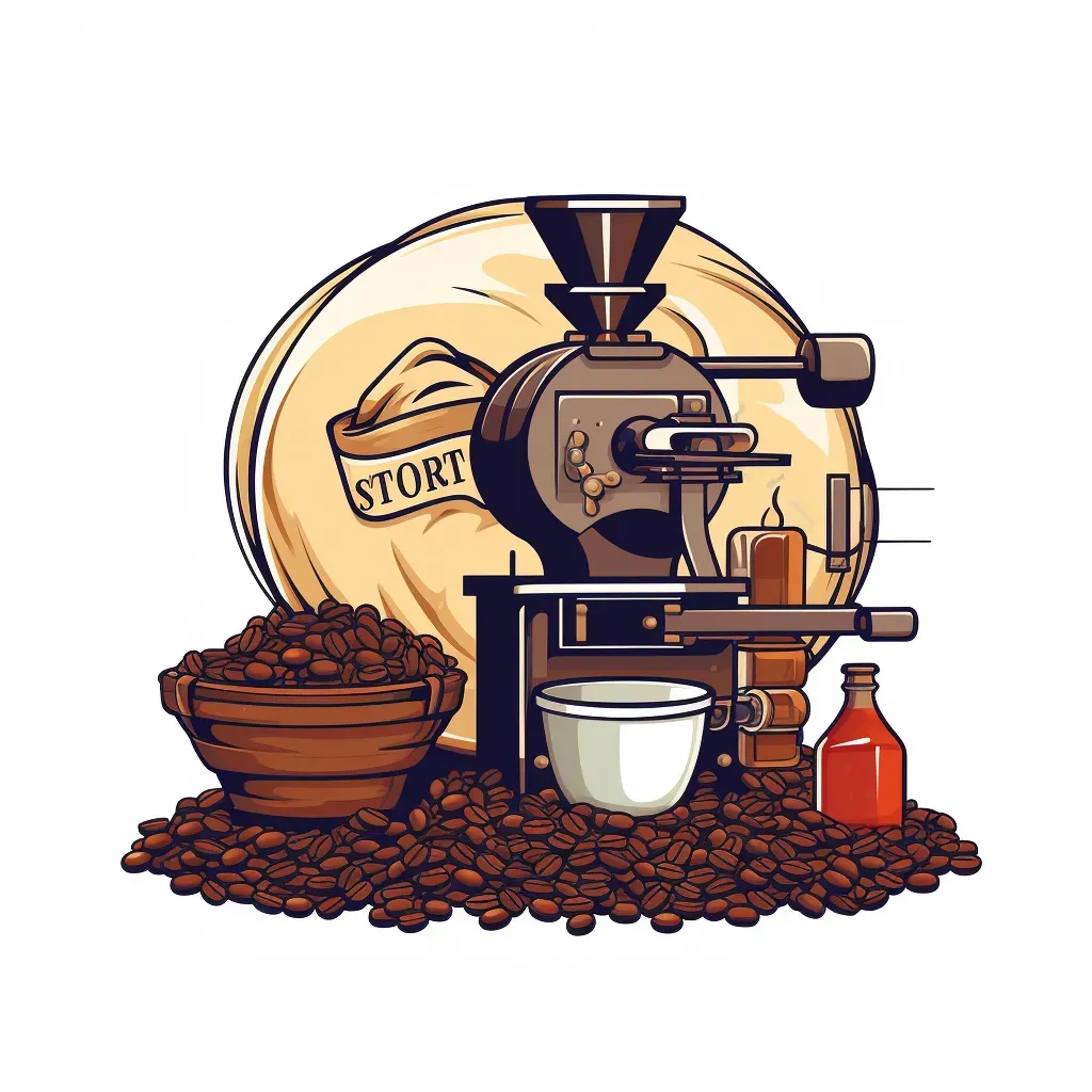 Coffee roastery logo with coffee beans and equipment - Image 4