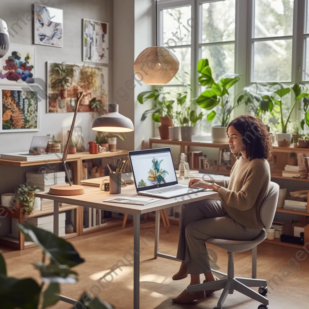 Woman using laptop in bright workspace - Image 3