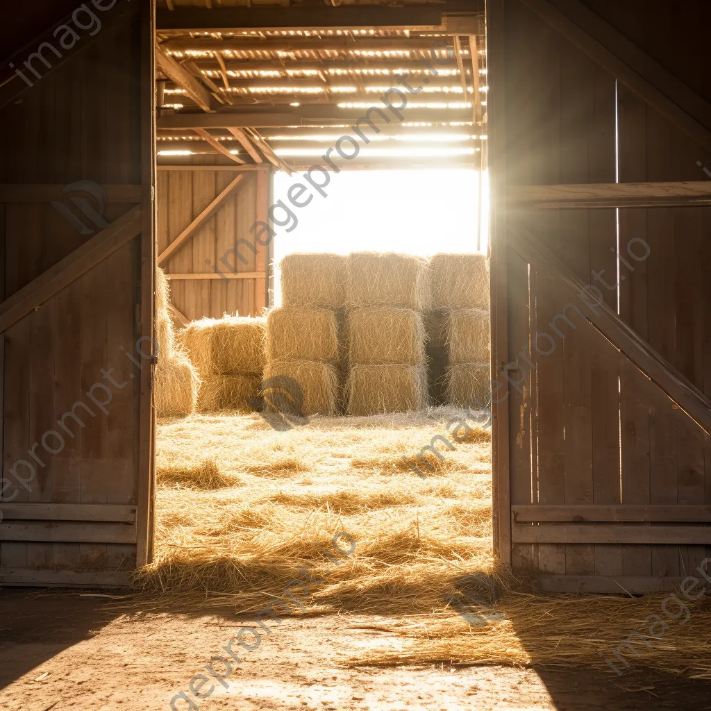 Open barn doors revealing hay bales inside - Image 1