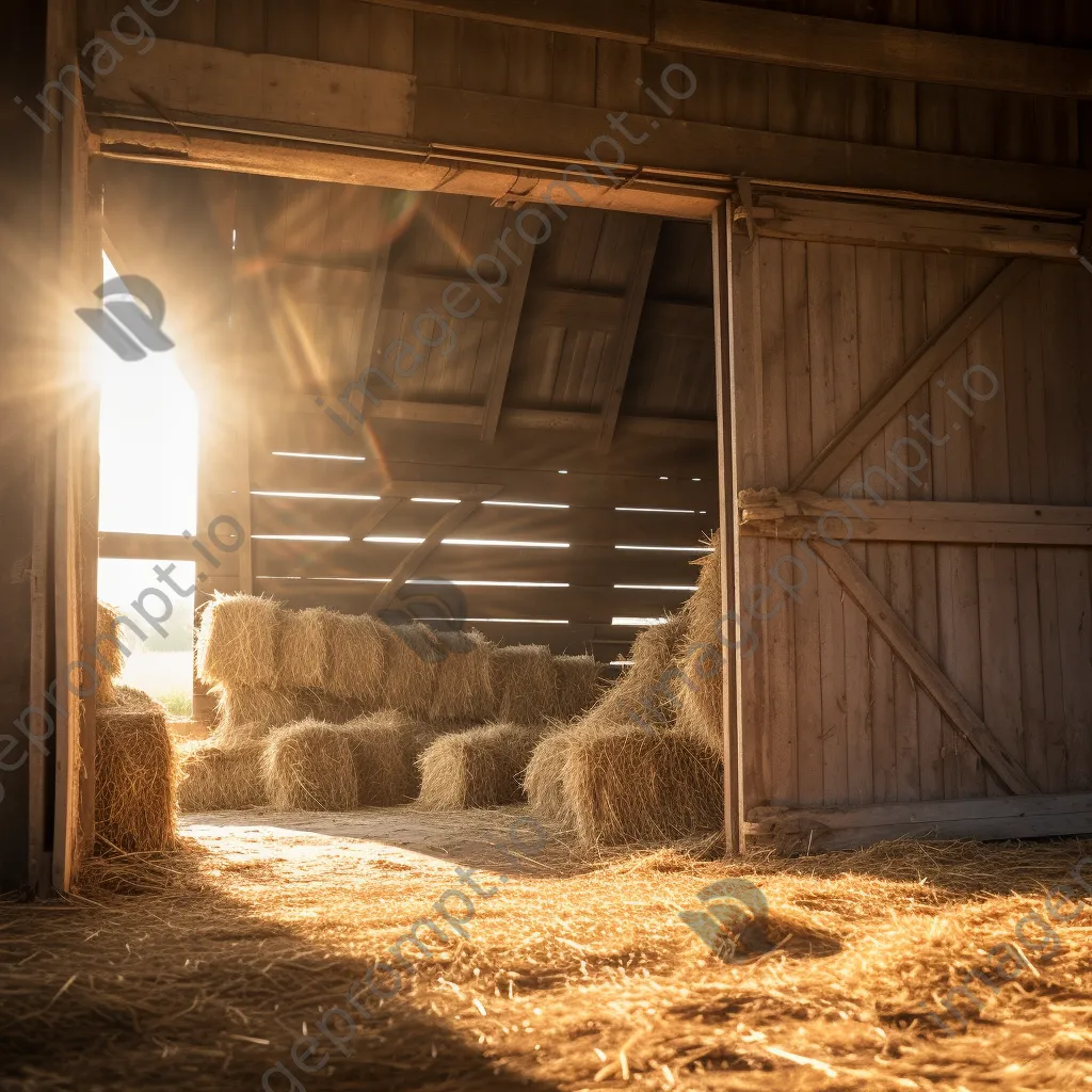 Open barn doors revealing hay bales inside - Image 2