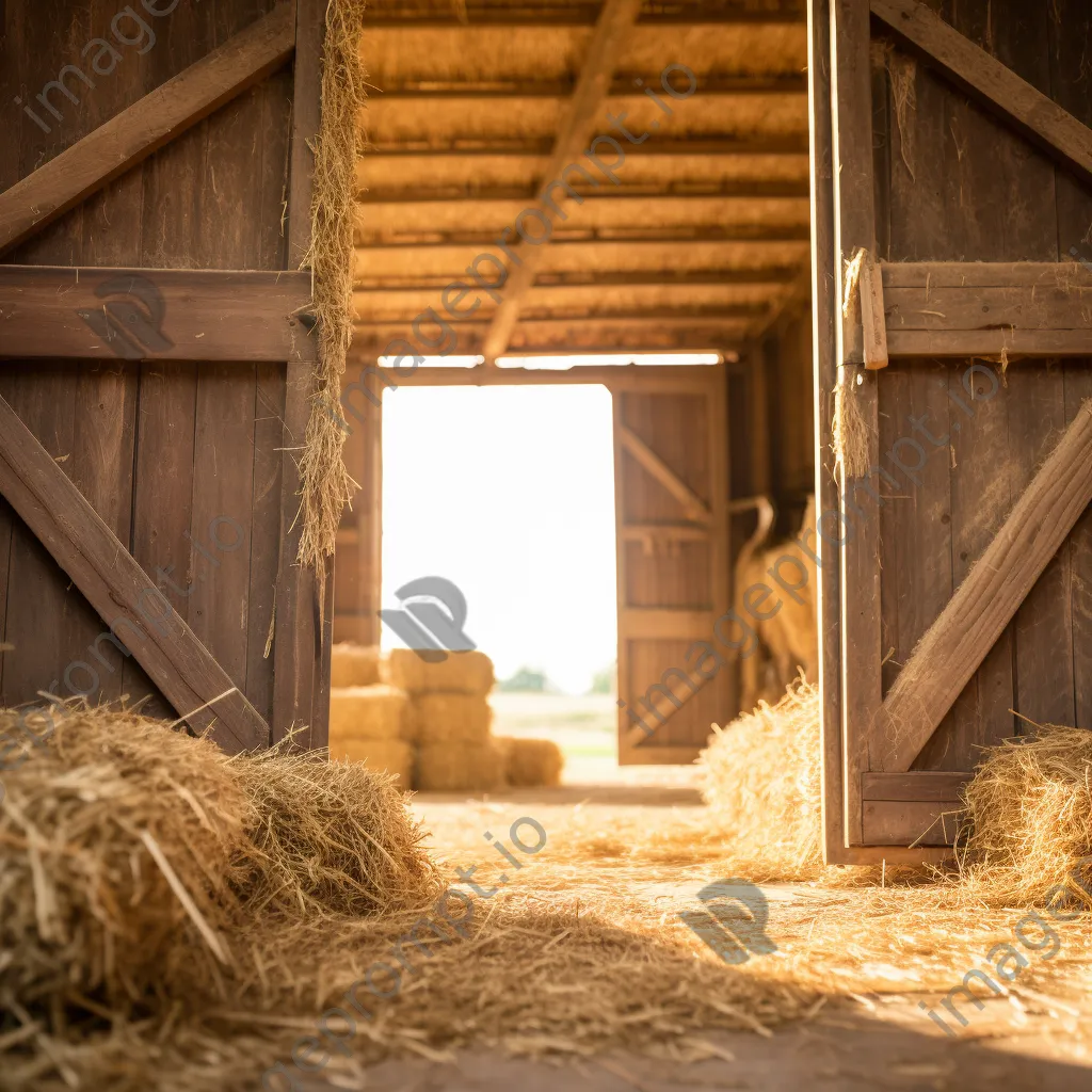 Open barn doors revealing hay bales inside - Image 4