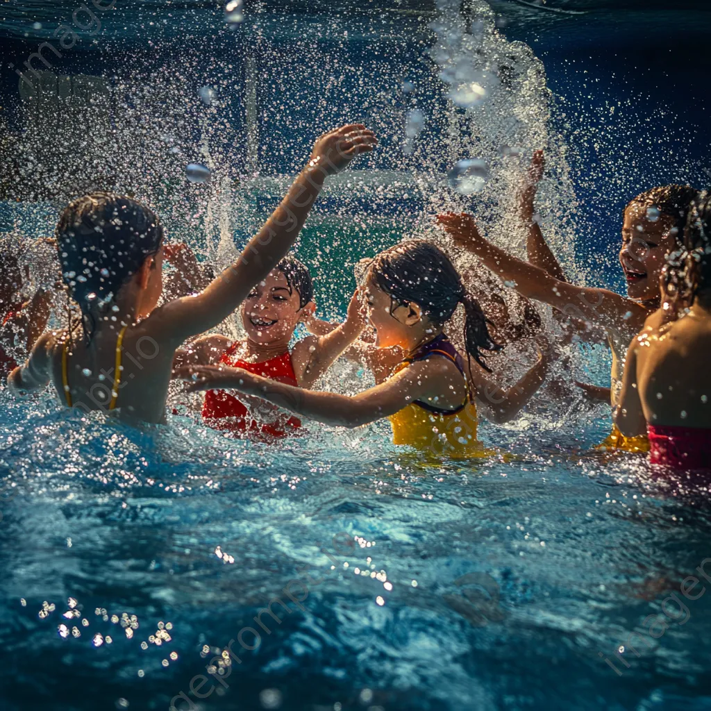 Children participating in fun activities in a water aerobics class - Image 2