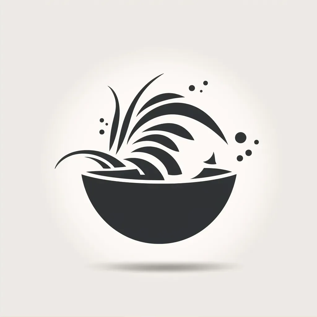 Logo for a poke bowl restaurant with a stylized fish icon in black and white colors on a light wave background - Image 2