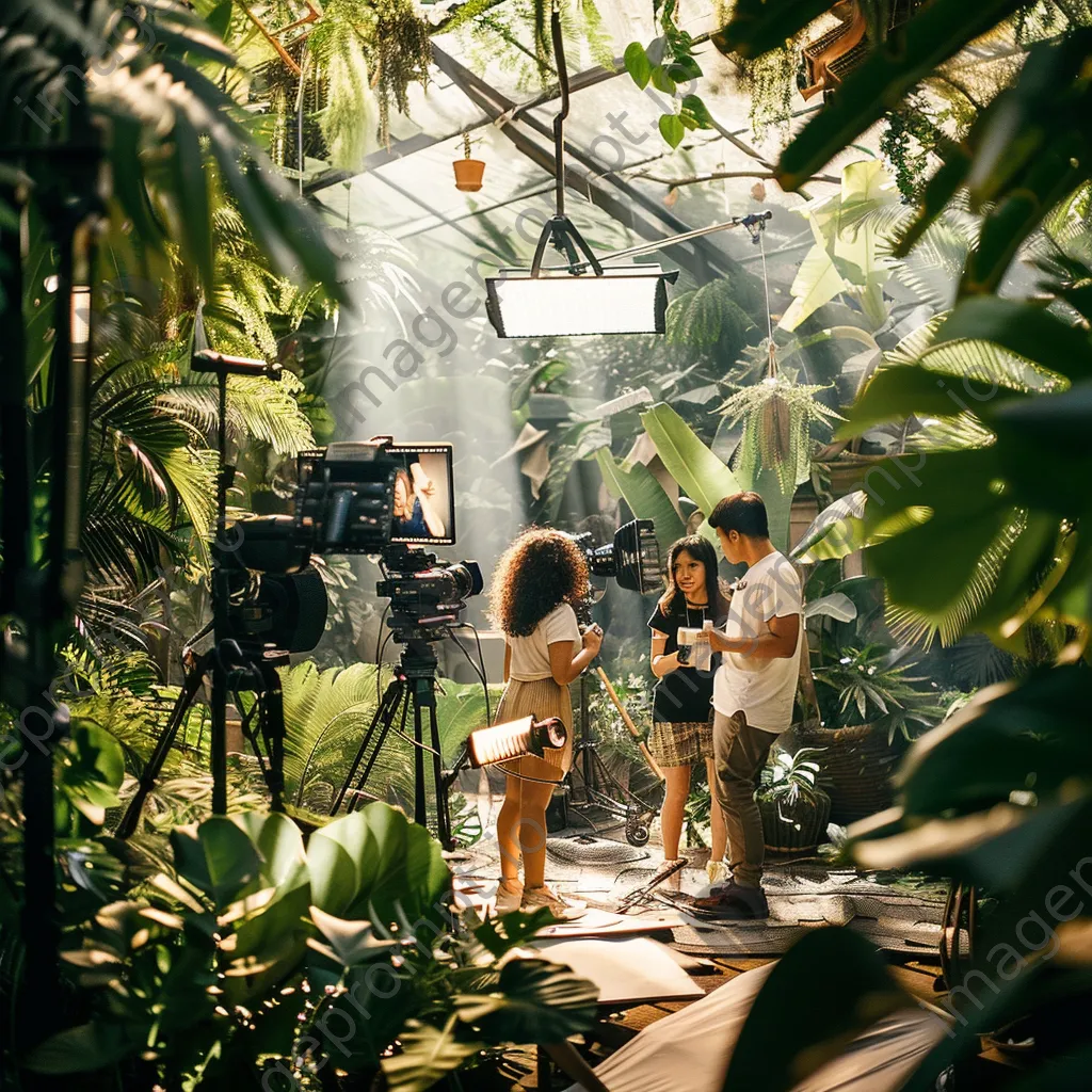 Influencers creating content outdoors with natural sunlight - Image 3