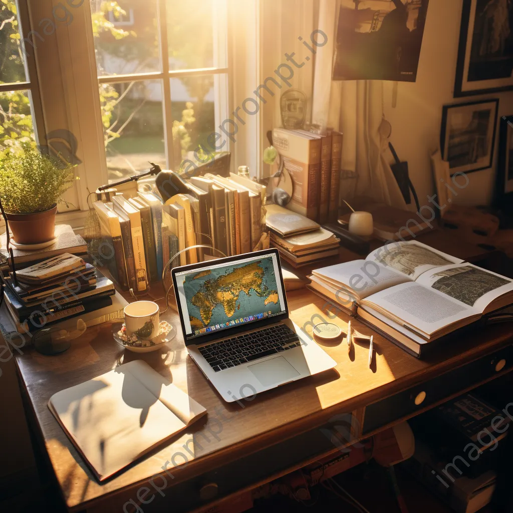 Aerial view of organized study materials on a desk. - Image 3