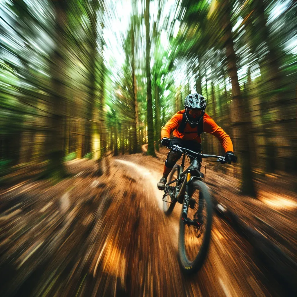 Mountain Biker Navigating Trail