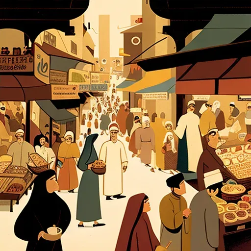 Image of a diverse cultural market scene with Arabian, Japanese, and Italian elements - Image 4