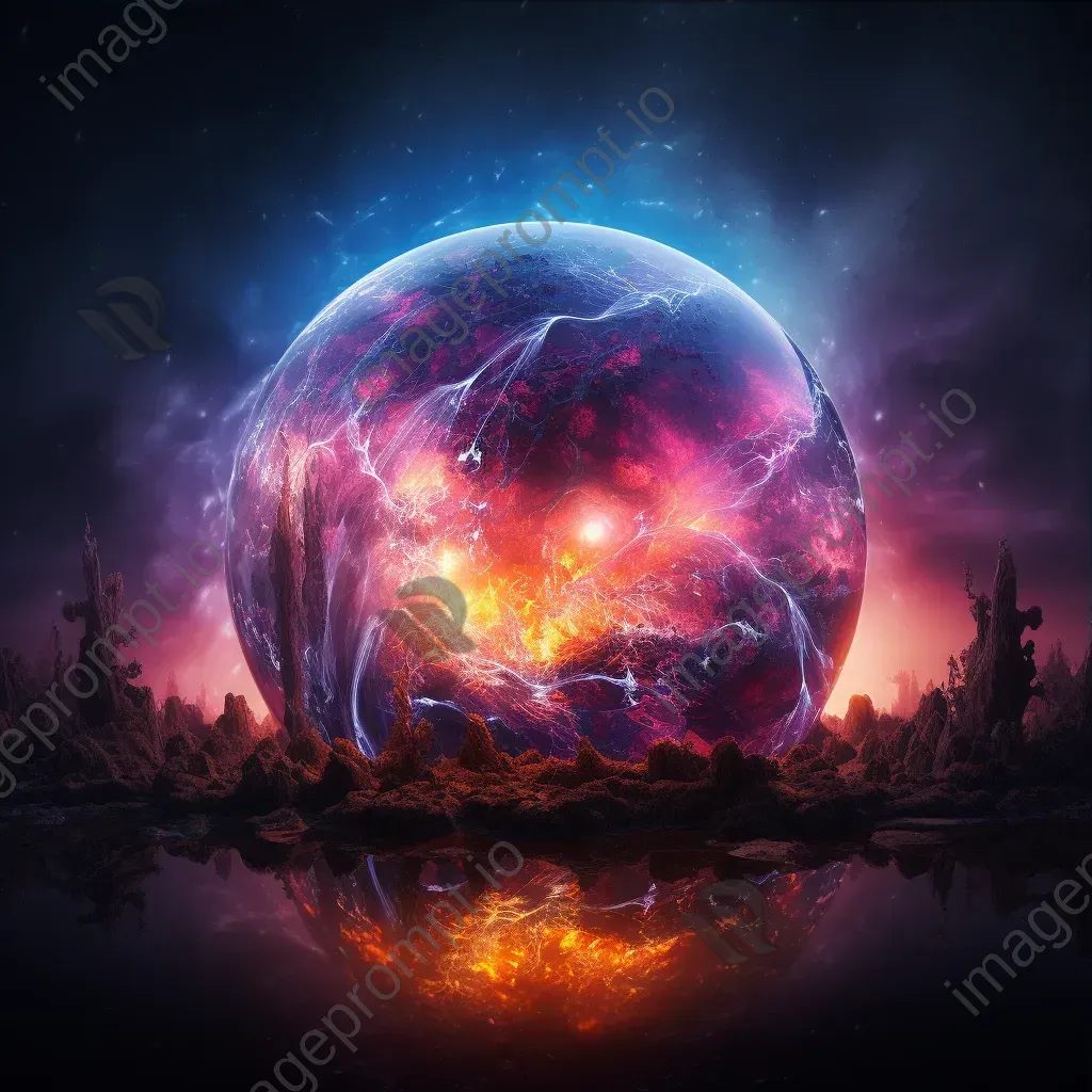 Glowing planet with luminescent features and ethereal glow - Image 3