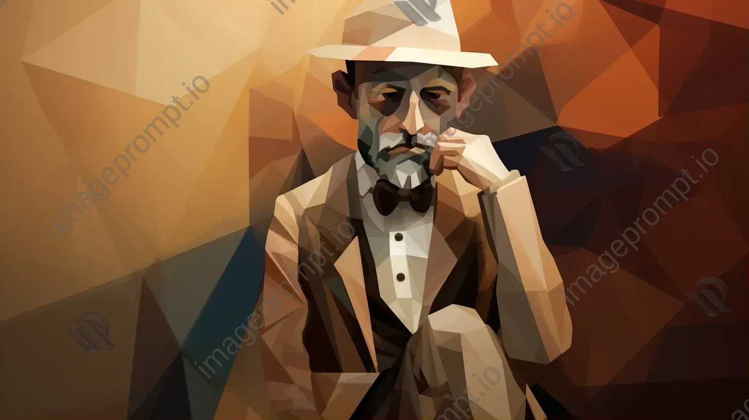 Low poly portrait of a distinguished poet in muted earth tones - Image 1