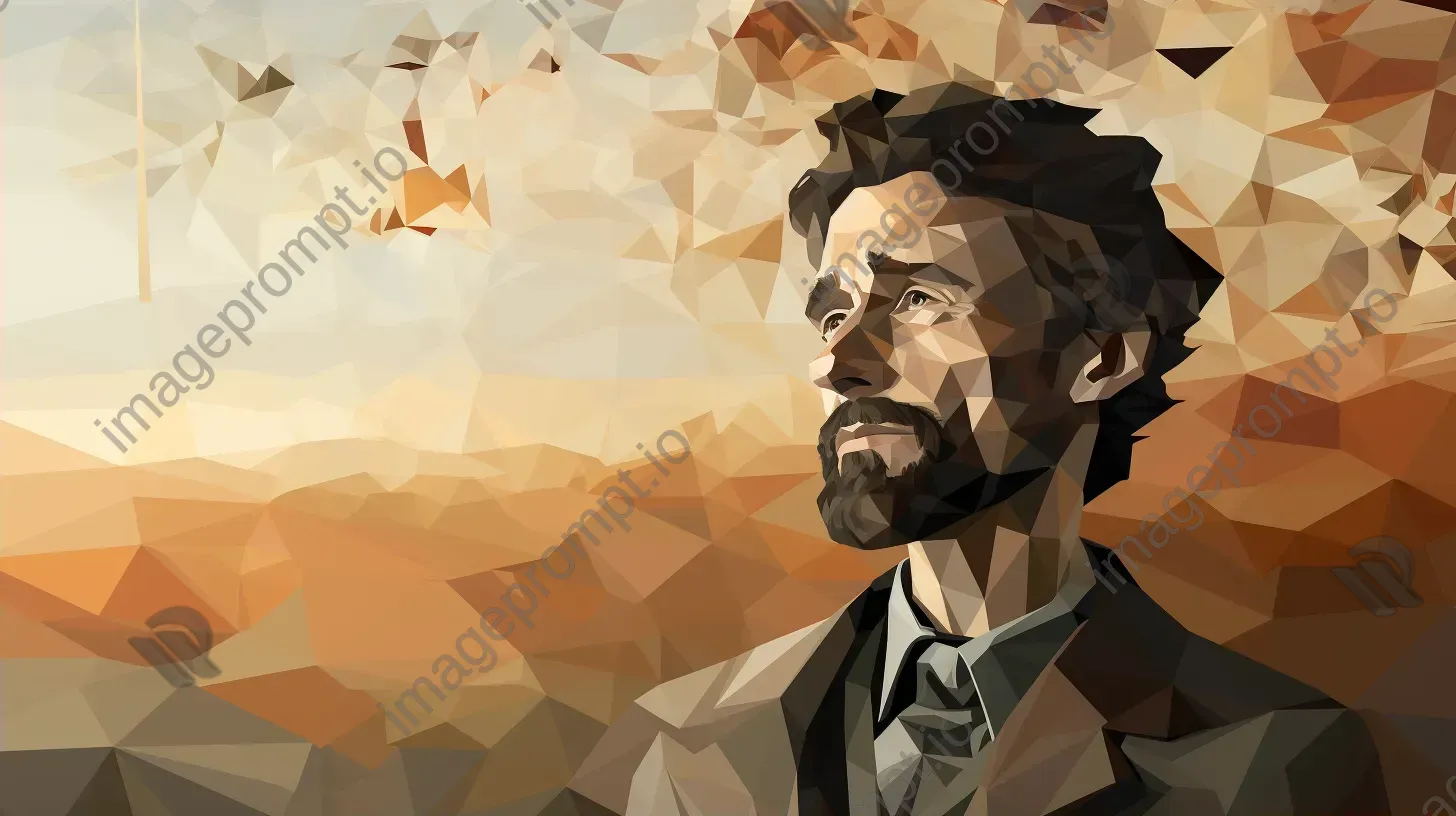 Low poly portrait of a distinguished poet in muted earth tones - Image 2