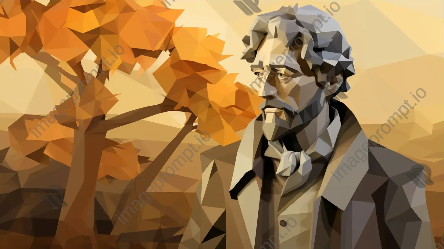 Low poly portrait of a distinguished poet in muted earth tones - Image 3