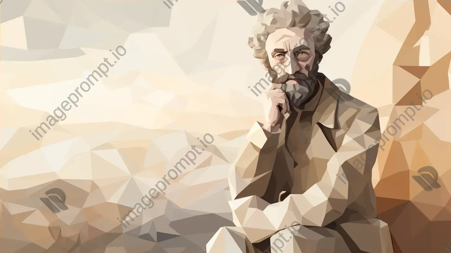 Low poly portrait of a distinguished poet in muted earth tones - Image 4