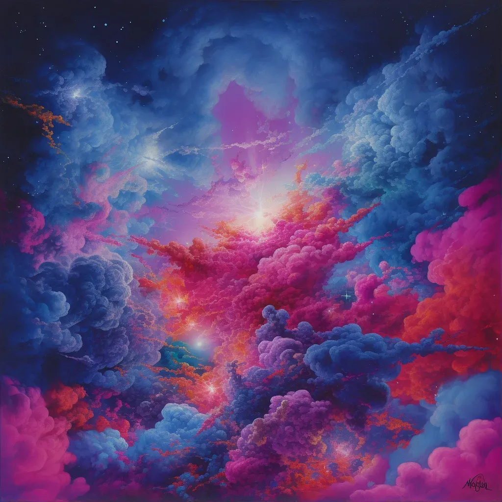 Colorful nebula with blue, purple, and pink hues against starry backdrop - Image 1