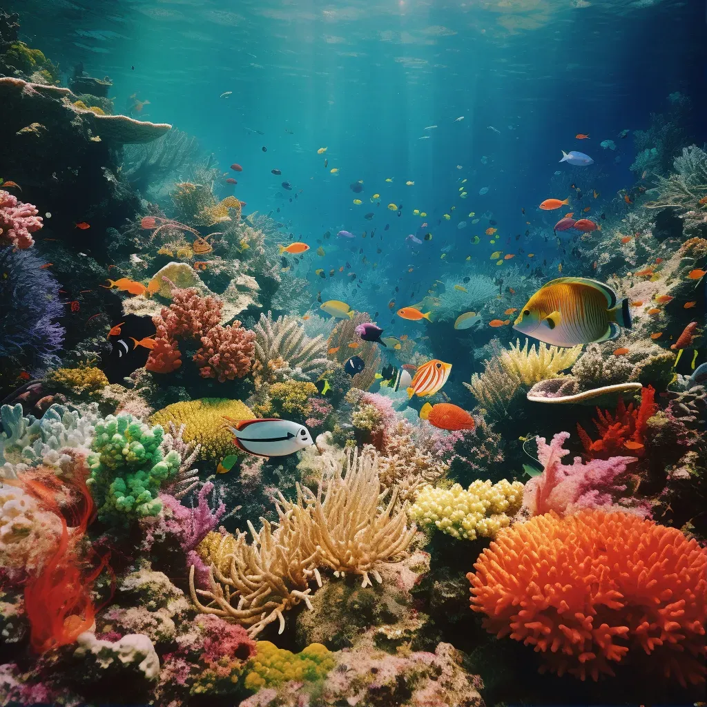 Vibrant coral reef teeming with fish and sea life - Image 1