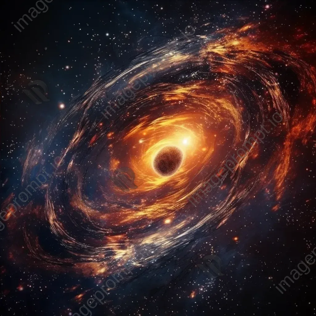 Black hole with swirling cosmic debris and gravitational lensing effects - Image 4