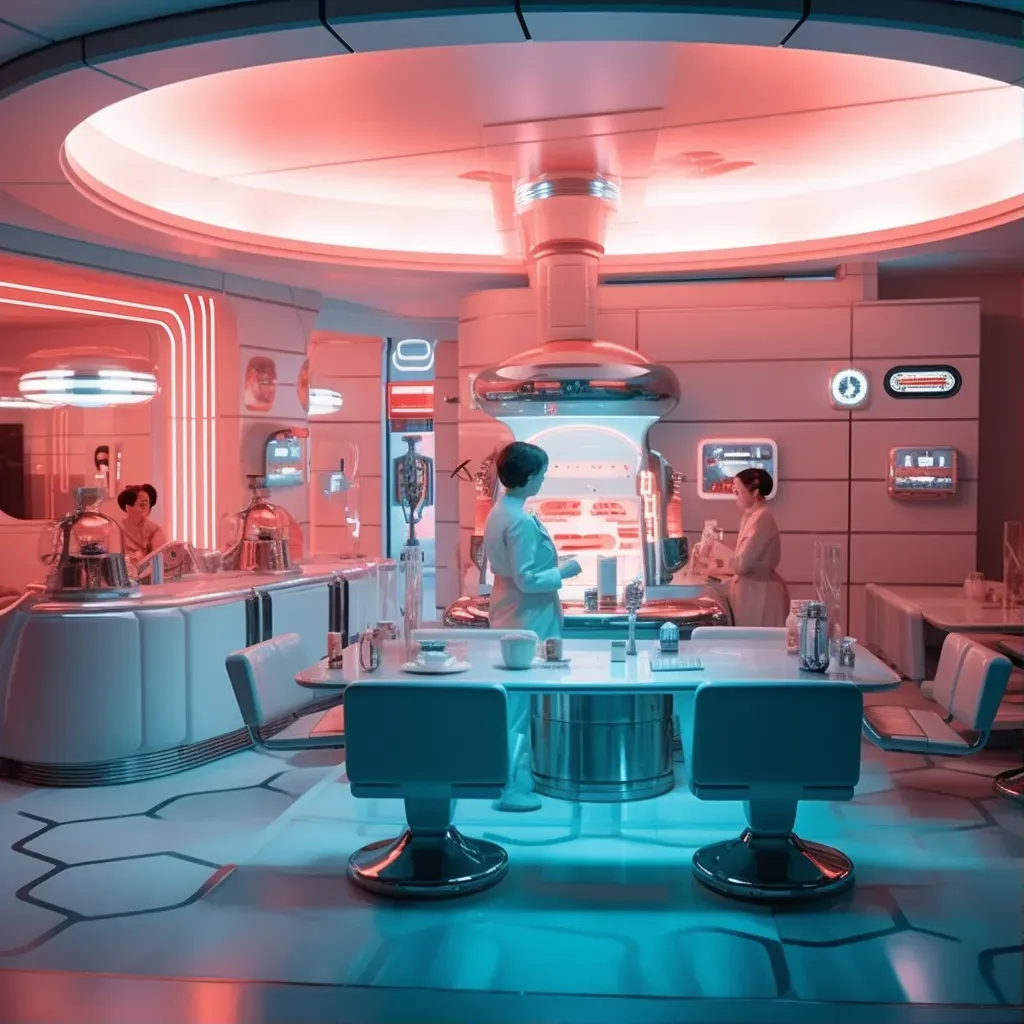 Image of a 1950s-style diner in futuristic setting - Image 1