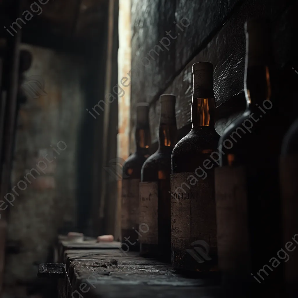 Close-up of vintage wine bottles in a cellar - Image 2