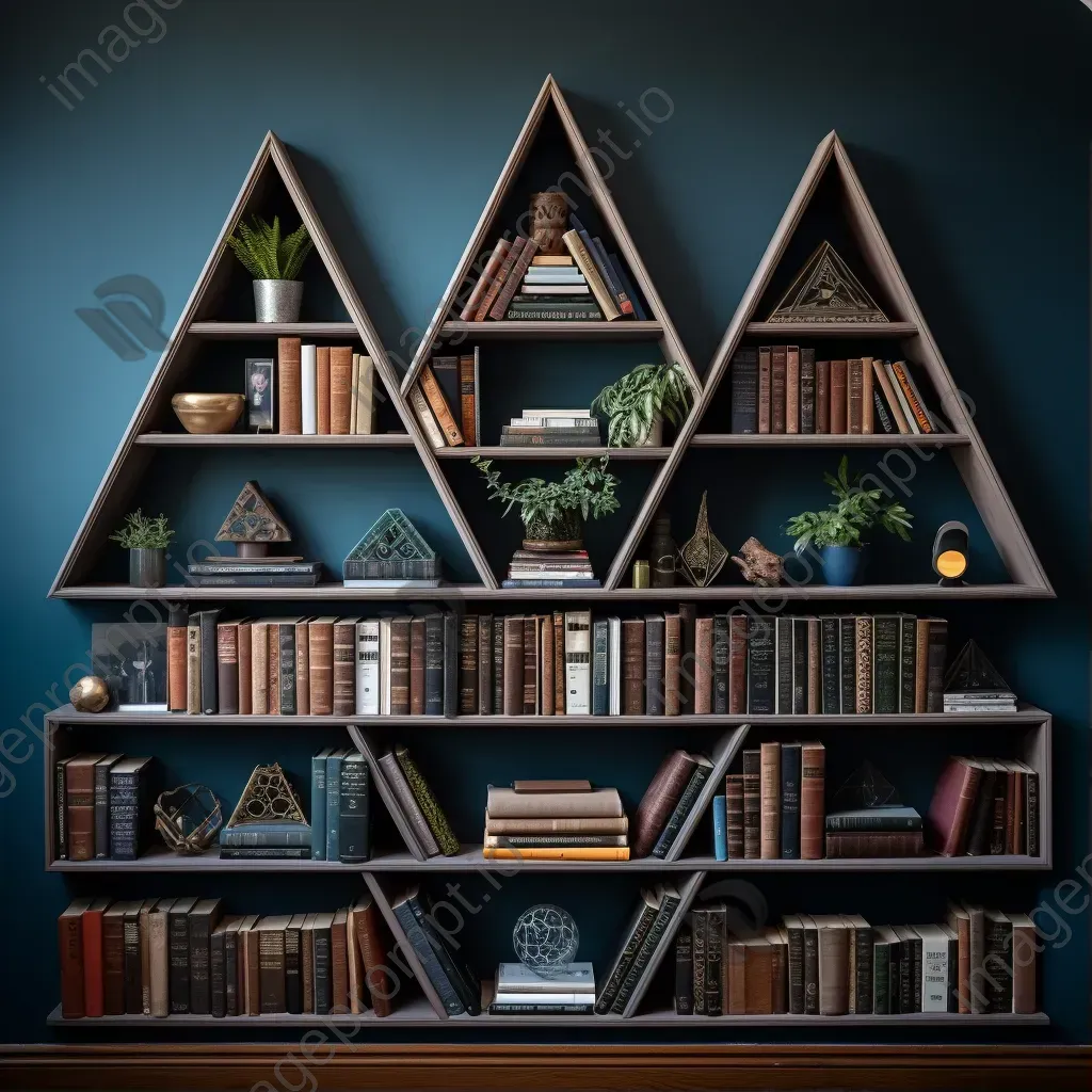 Symmetrical bookshelf arrangement with balanced books - Image 1