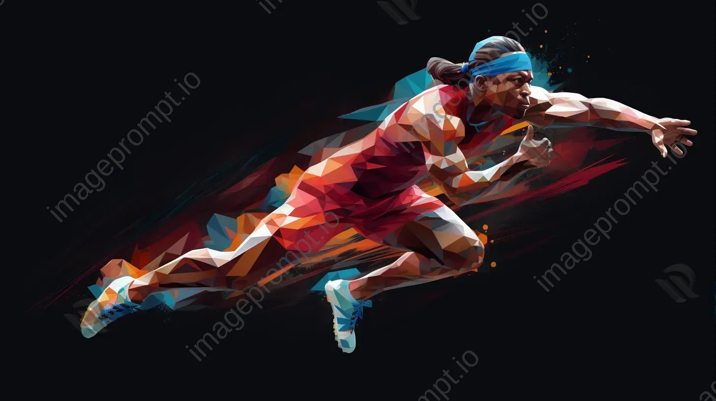 Low poly portrait of an athlete in motion with dynamic lines - Image 1