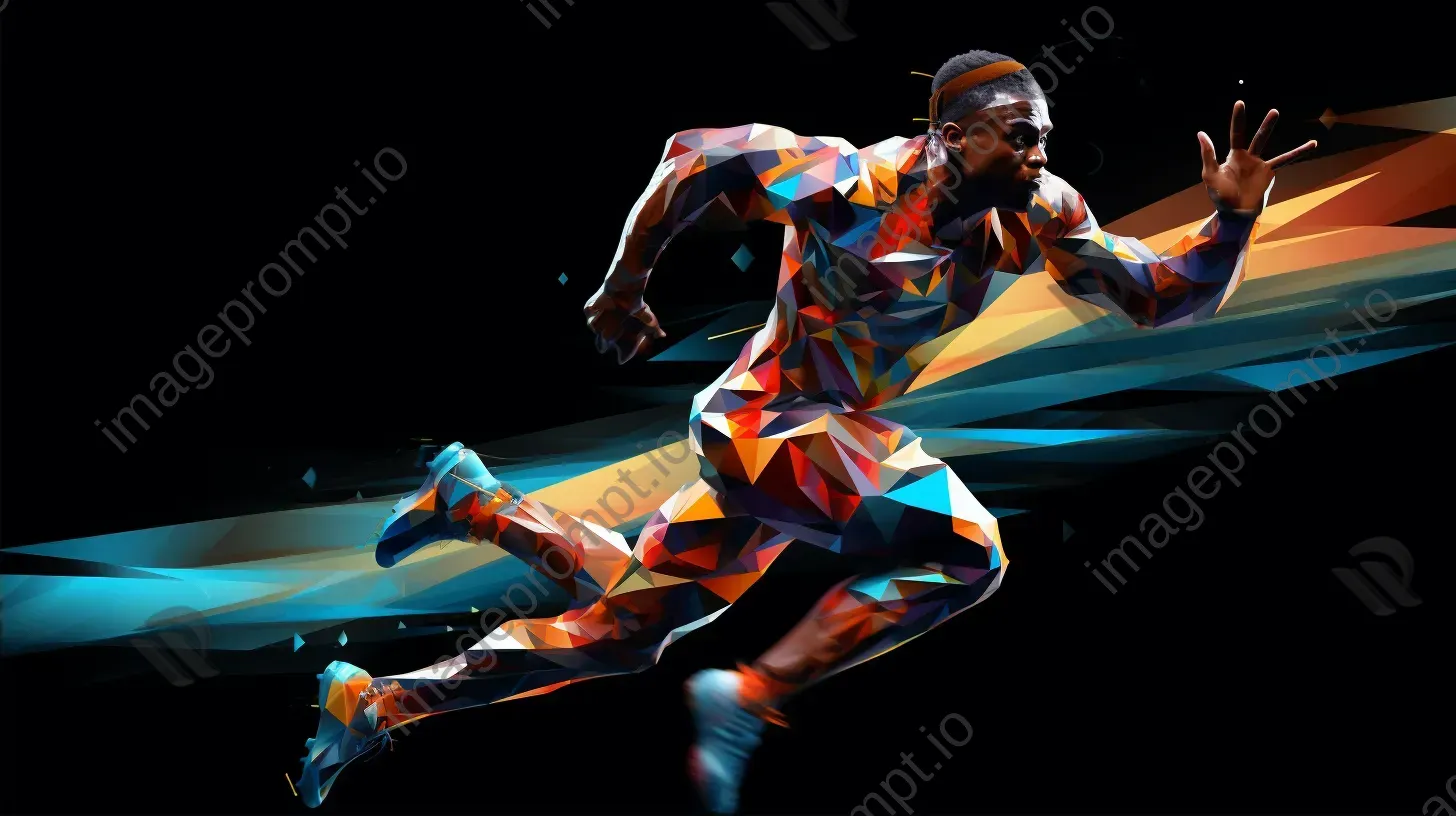 Low poly portrait of an athlete in motion with dynamic lines - Image 2