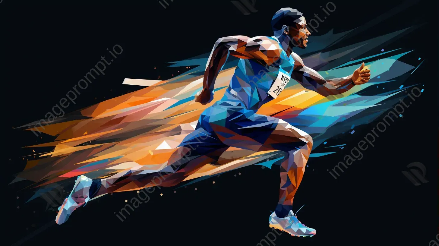 Low poly portrait of an athlete in motion with dynamic lines - Image 3