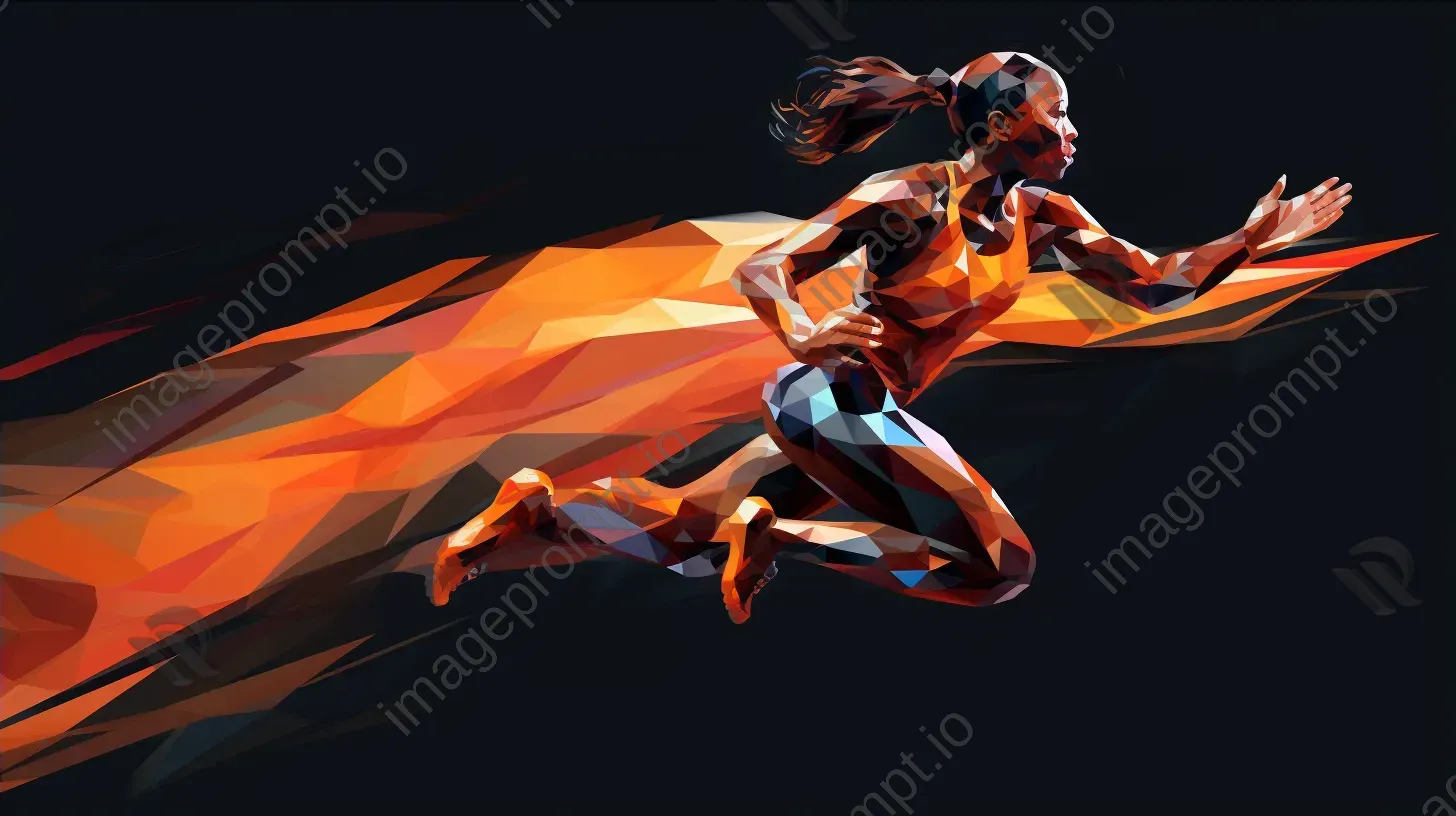 Low poly portrait of an athlete in motion with dynamic lines - Image 4