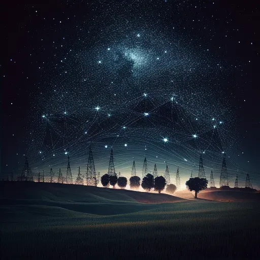 Vast field under the night sky dotted with WiFi signal towers - Image 2