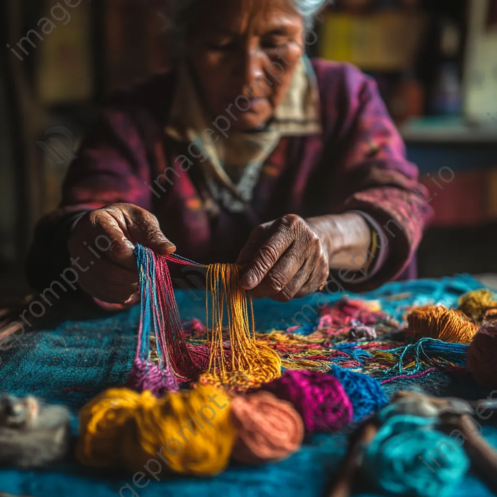 Artisan hand-weaving a decorative rope piece - Image 2