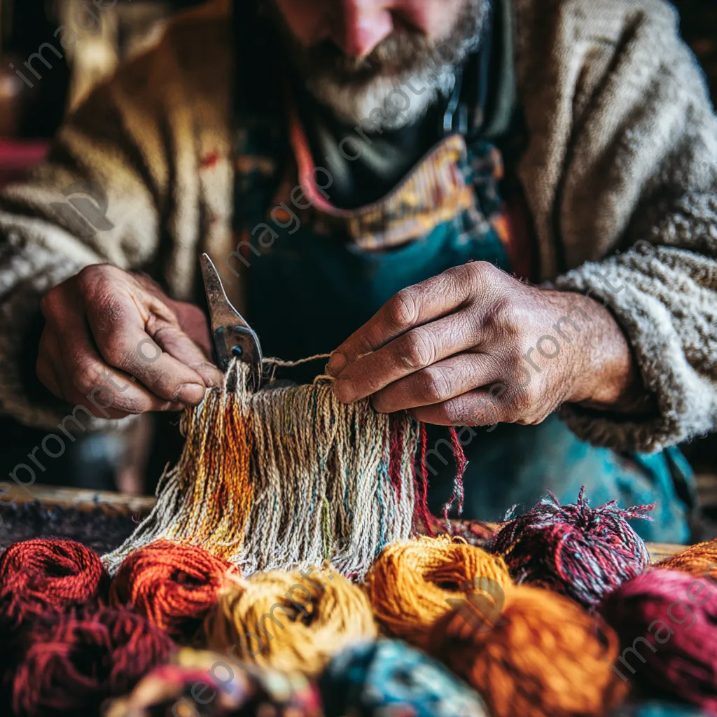 Artisan hand-weaving a decorative rope piece - Image 3